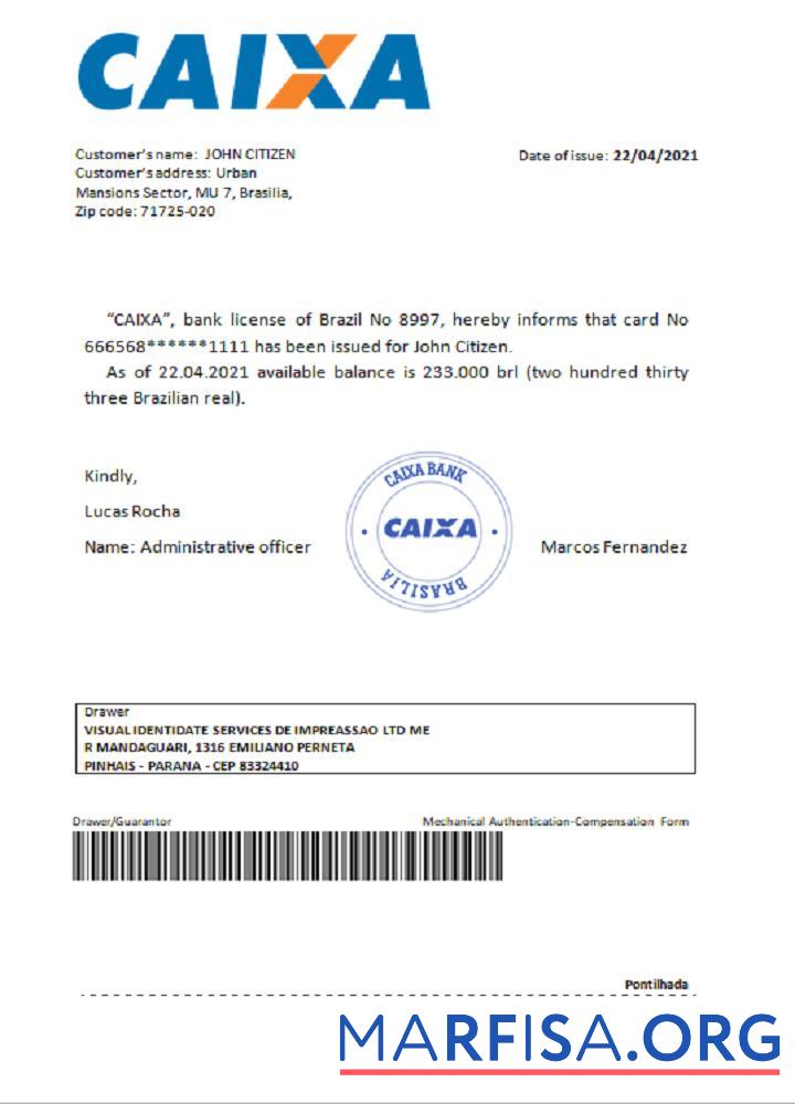 Downloadable Brazil Caixabank reference real example